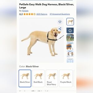 PetSafe Easywalk Control Dog Harness, Black and Silver